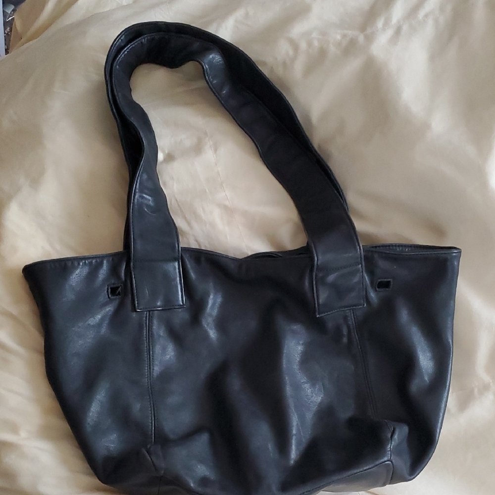 Elegant Black Leather Tote Bag
